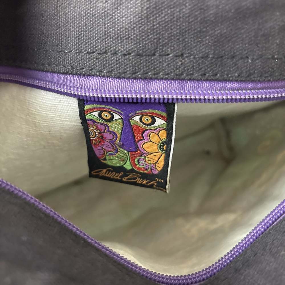 Dogs & Doggies Laurel Burch Small Canvas Purse Tote Multicolor Handbag - Picture 8 of 13
